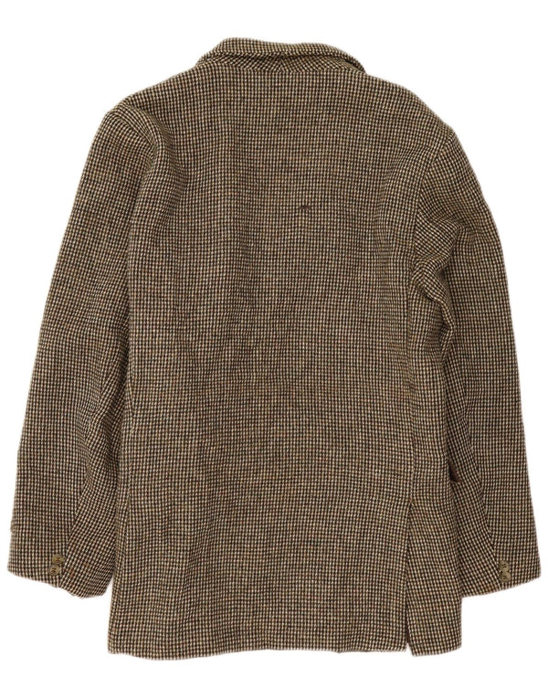 Harris Tweed Veste Blazer 3 Boutons pour Homme UK 40 Grand Carreau Marron Laine Vierge