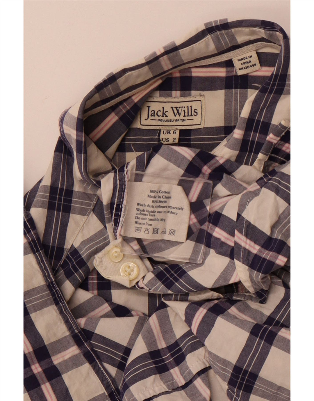 JACK WILLS Chemise Femme UK 6 XS Coton à Carreaux Blanc