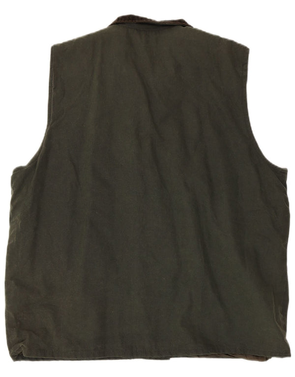 Walker and Hawkes Gilet en coton ciré pour homme UK 42 XL Kaki Colourblock