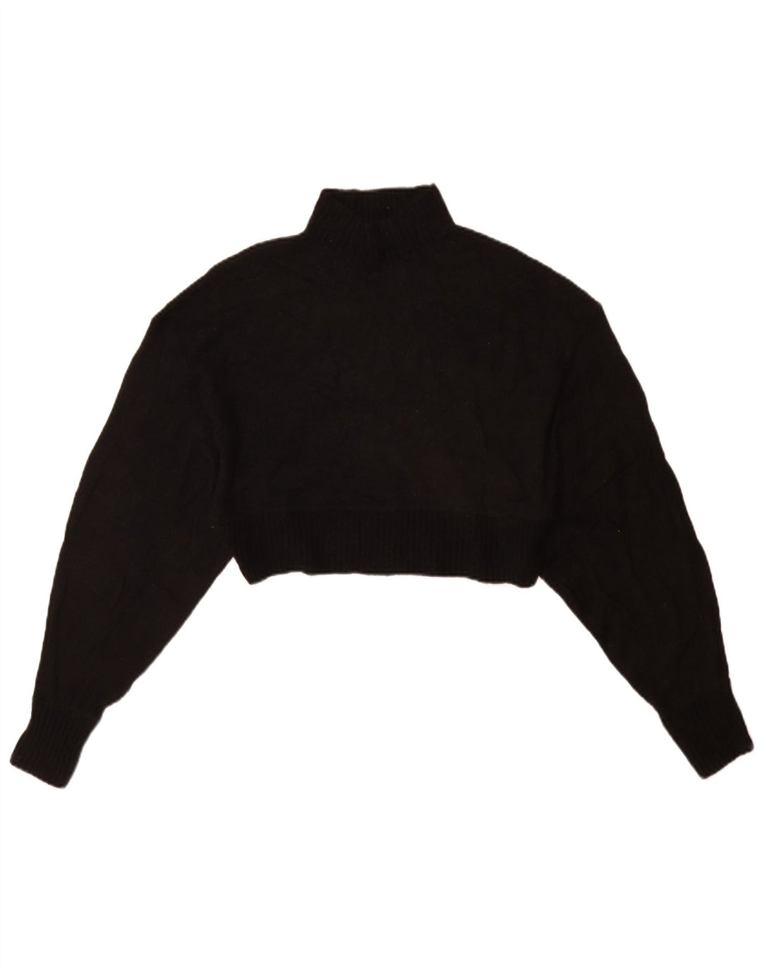 Zara Pull court à col roulé pour femme UK 10 Petit Noir