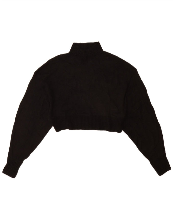 Zara Pull court à col roulé pour femme UK 10 Petit Noir