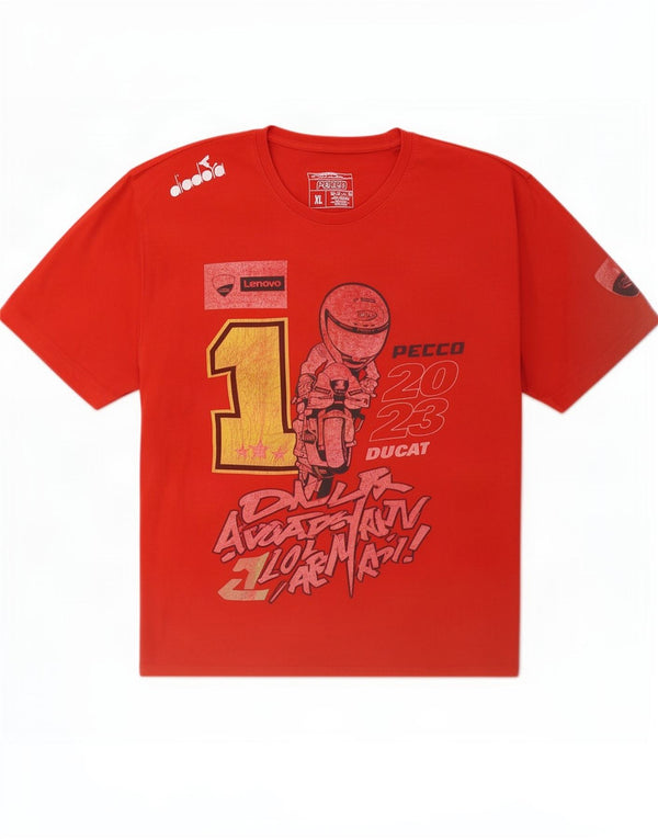Ducati T-shirt graphique pour femme UK 18 XL Rouge Coton