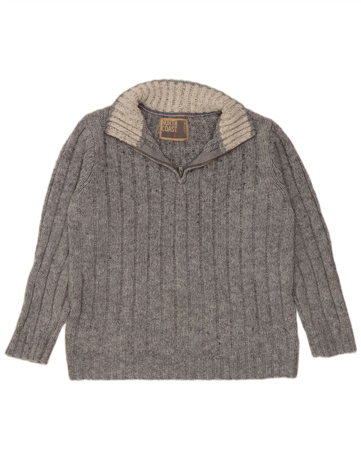 MARKS & SPENCER Pull col zippé homme petit gris acrylique