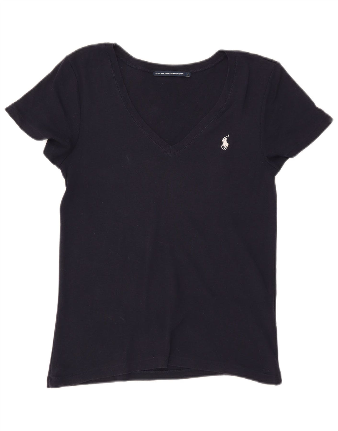 RALPH LAUREN T-Shirt Femme Top UK 14 Large Bleu Marine Coton