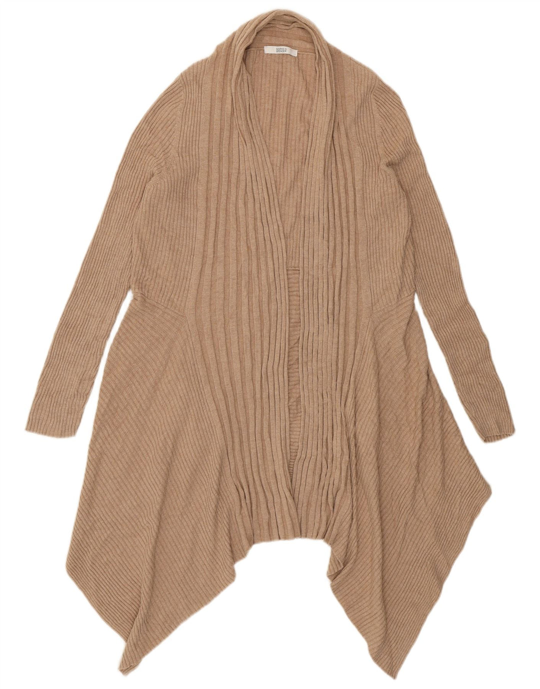 Marks & Spencer Pull cardigan ouvert asymétrique pour femme UK 16 Large Beige