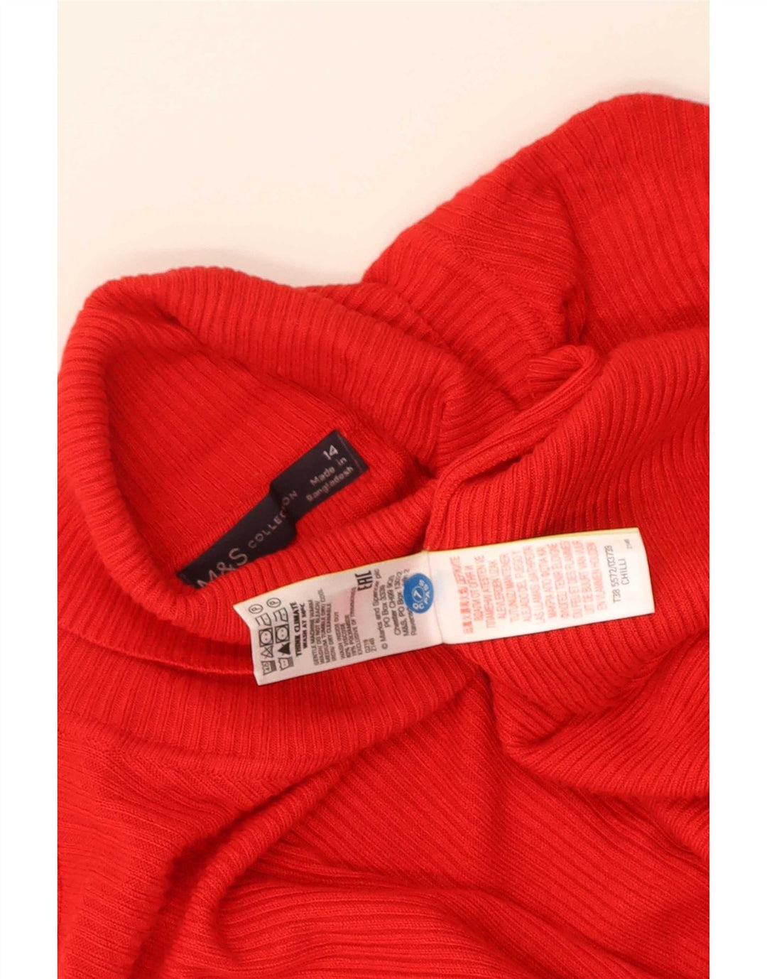 Marks & Spencer Pull col roulé pour femme UK 14 Viscose rouge moyen