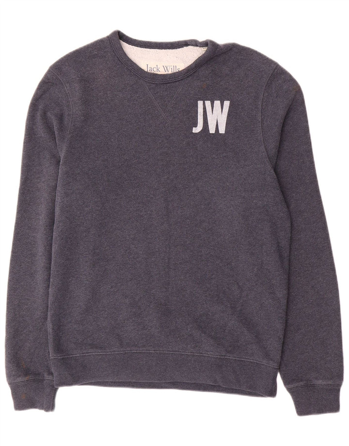 Jack Wills Sweat-shirt graphique pour homme en coton bleu marine moyen