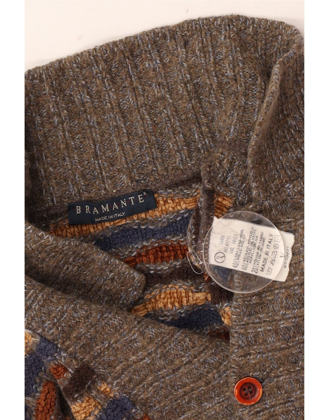 Bramante Pull col polo pour homme en laine géométrique multicolore