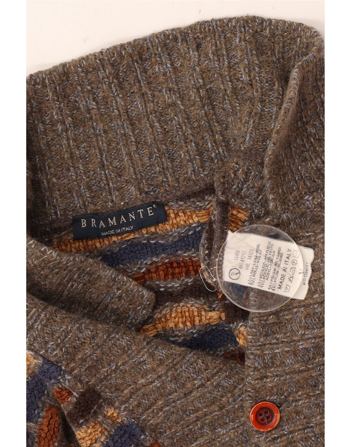 Bramante Pull col polo pour homme en laine géométrique multicolore