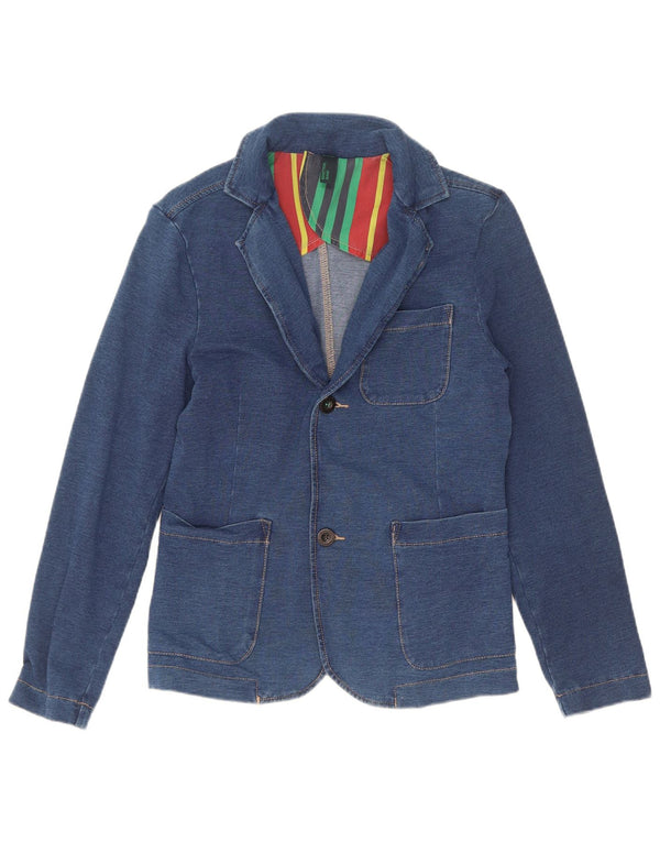 Benetton Veste Blazer En Jean à 2 Boutons Fille 11-12 Ans 2XL Bleu Coton