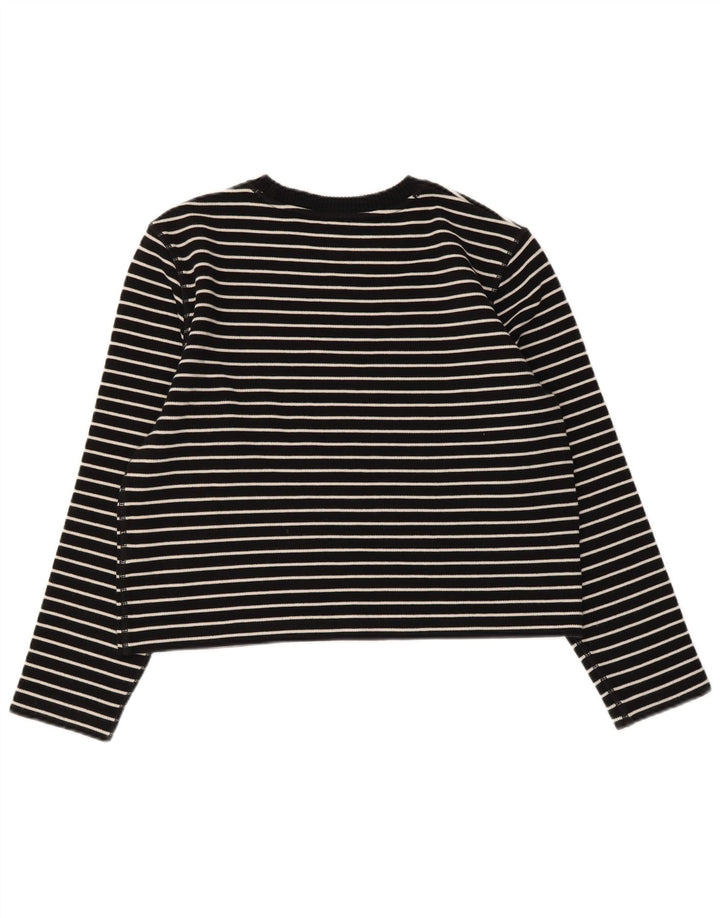 Massimo Dutti Haut à manches longues pour femme en coton rayé noir moyen UK 44