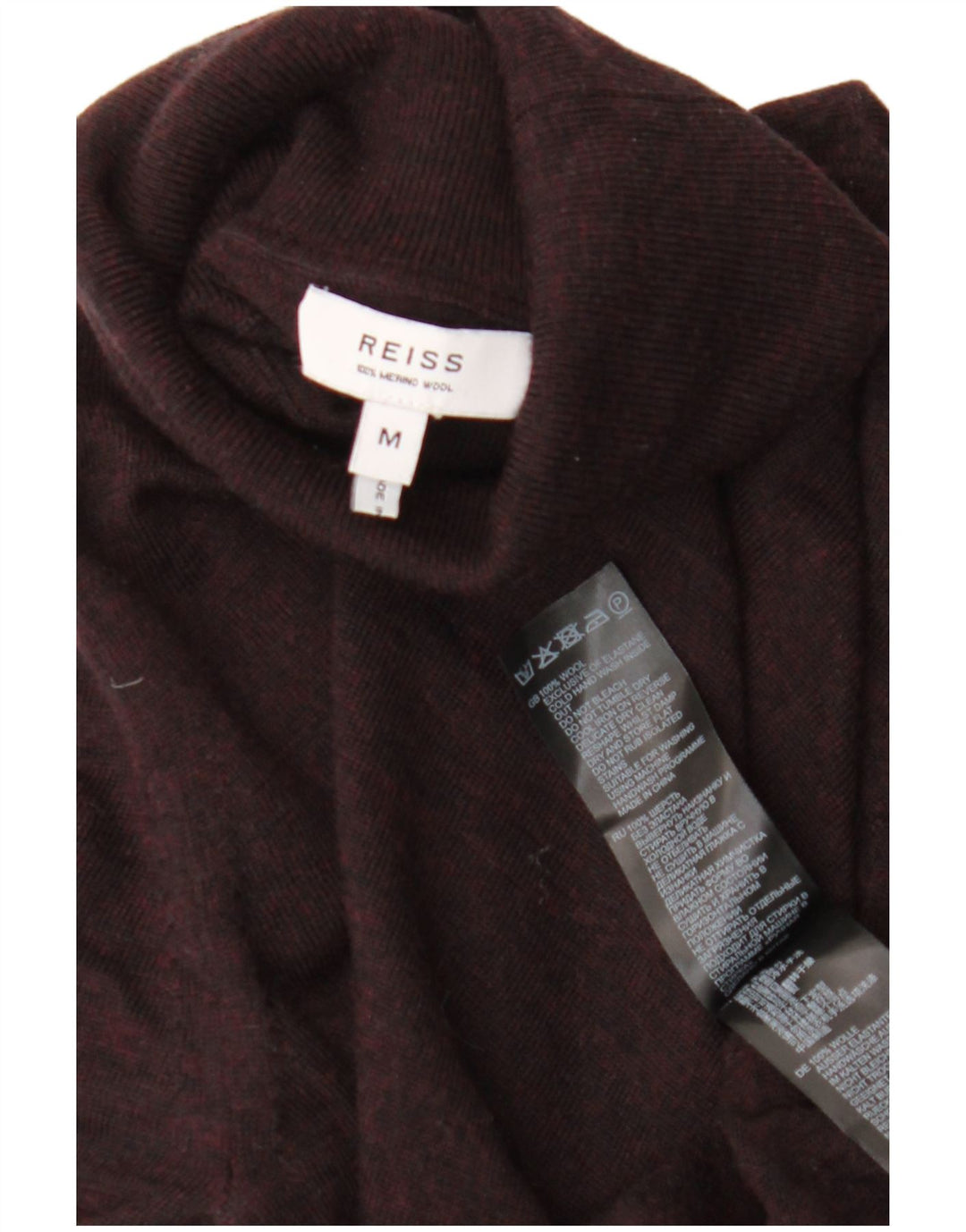 Reiss Pull Col Roulé Homme Laine Bordeaux Moyen