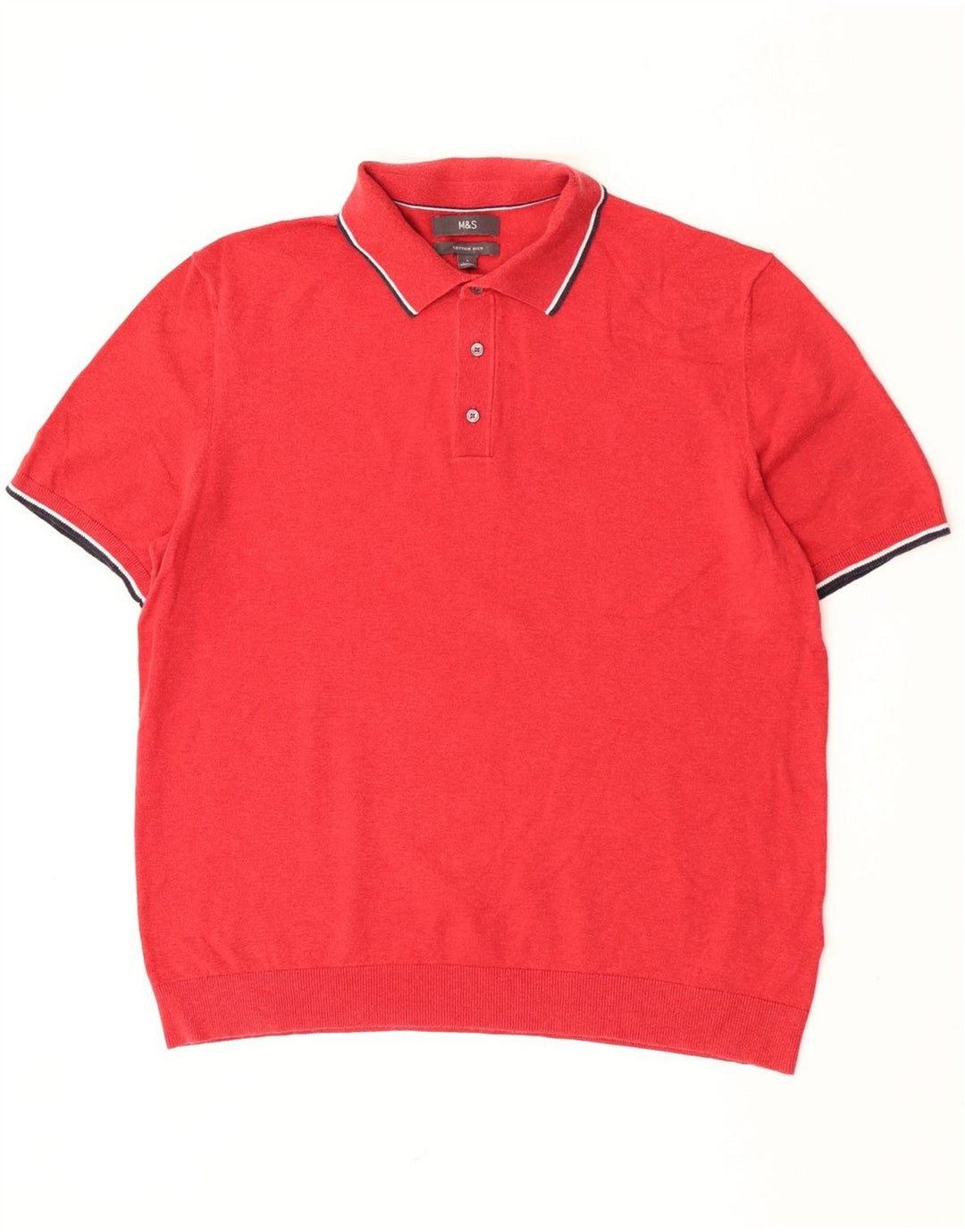 Marks & Spencer Pull à col polo pour homme Large rayé rouge
