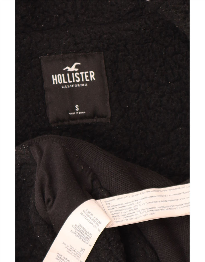 HOLLISTER Pull à capuche zippé graphique pour hommes, petit, en coton noir