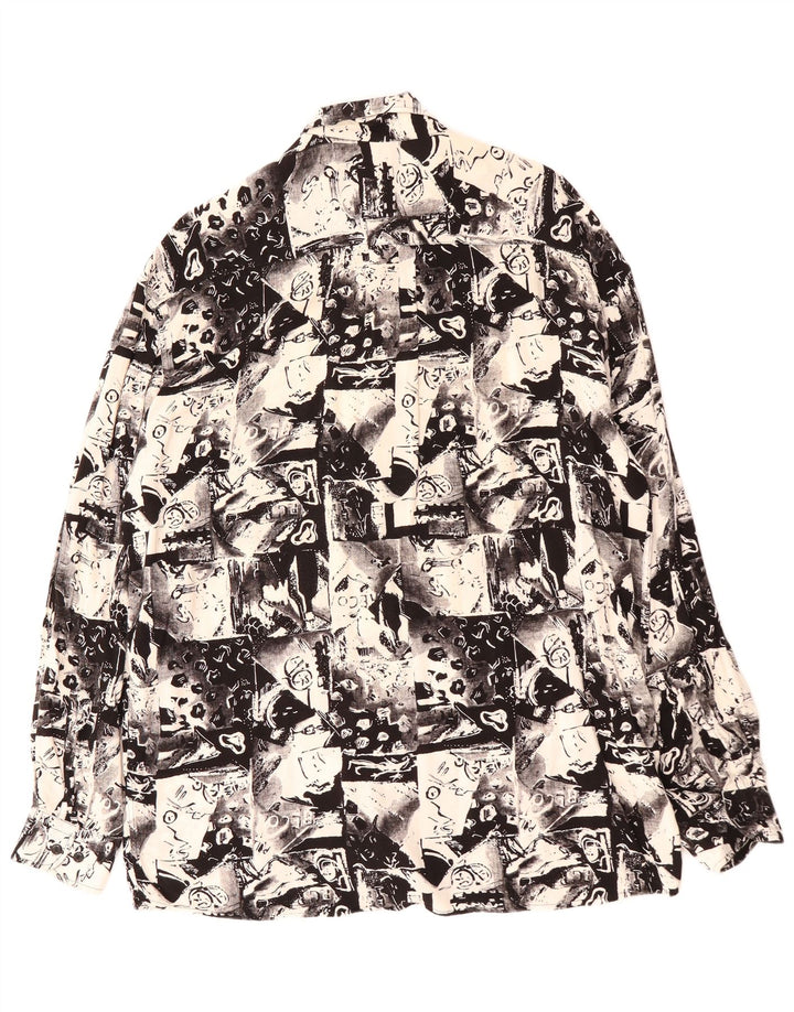 VINTAGE Chemise à motif abstrait pour homme Taille 41 Grand Noir