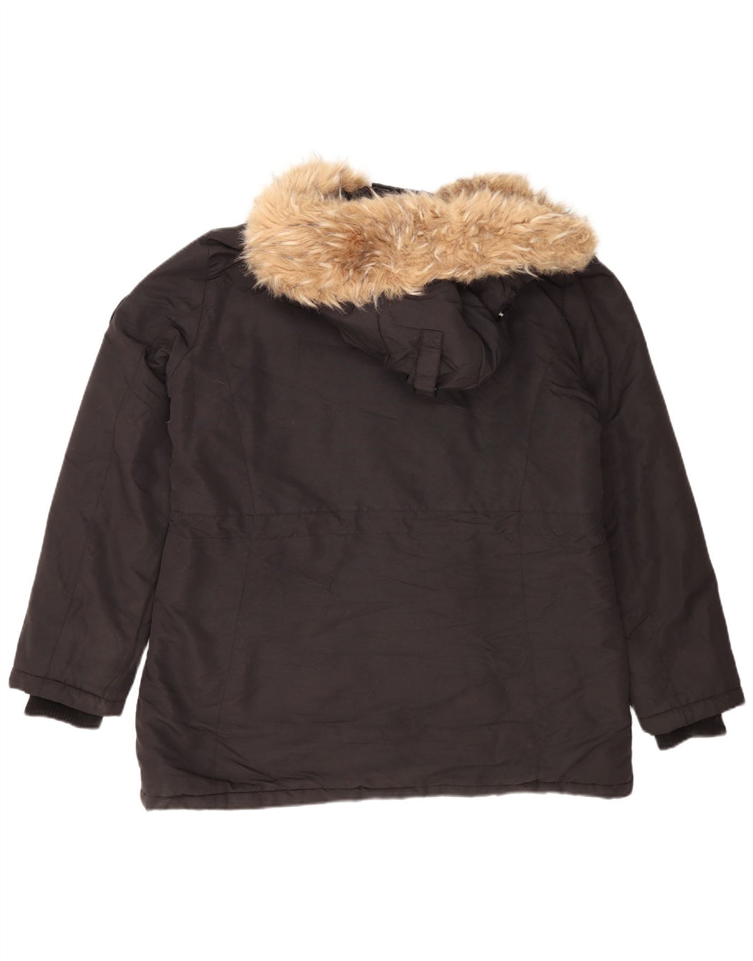 Superdry Veste Parka surdimensionnée à capuche pour femme UK 16 Large Noir Nylon