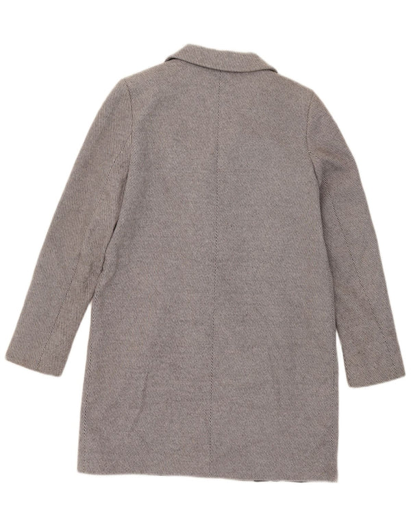 Zara Manteau ample à double boutonnage pour femme UK 6 XS en coton gris à fines rayures