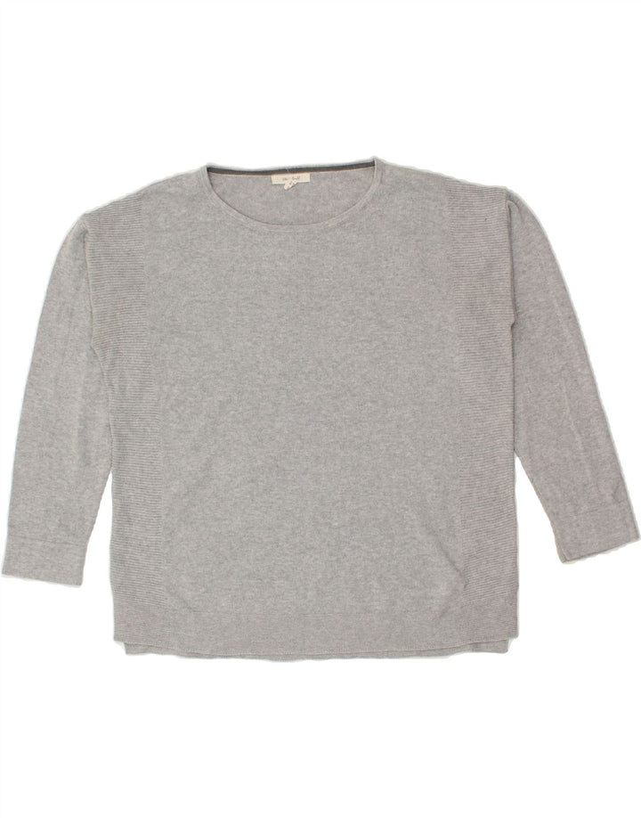 WHITE STUFF Womens Boat Neck Jumper Sweater UK 12 Medium  Grey Cotton Vintage White Stuff and Second-Hand White Stuff from Messina Hembry 