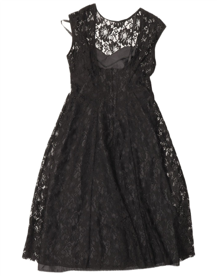 CLASSIC Robe trapèze pour femme UK 12 Nylon floral noir moyen