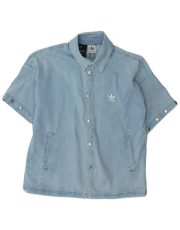 Adidas Mens Graphic Short Sleeve Denim Shirt Medium Blue