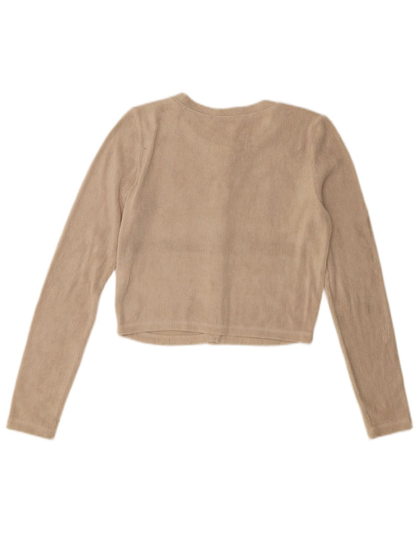 Zara Womens Crop Cardigan Pull UK 10 Petit Beige Polyester