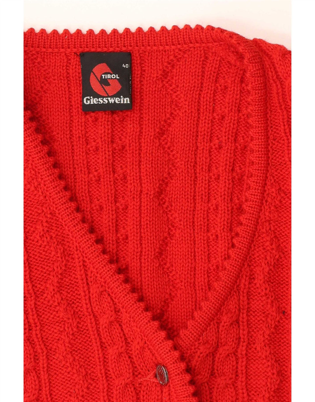 Giesswein Womens Crop Cardigan sans manches Pull EU 40 Laine rouge moyen