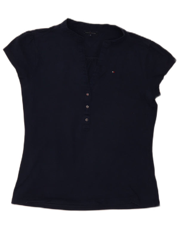 TOMMY HILFIGER Polo Femme UK 12 Bleu Marine Moyen Coton