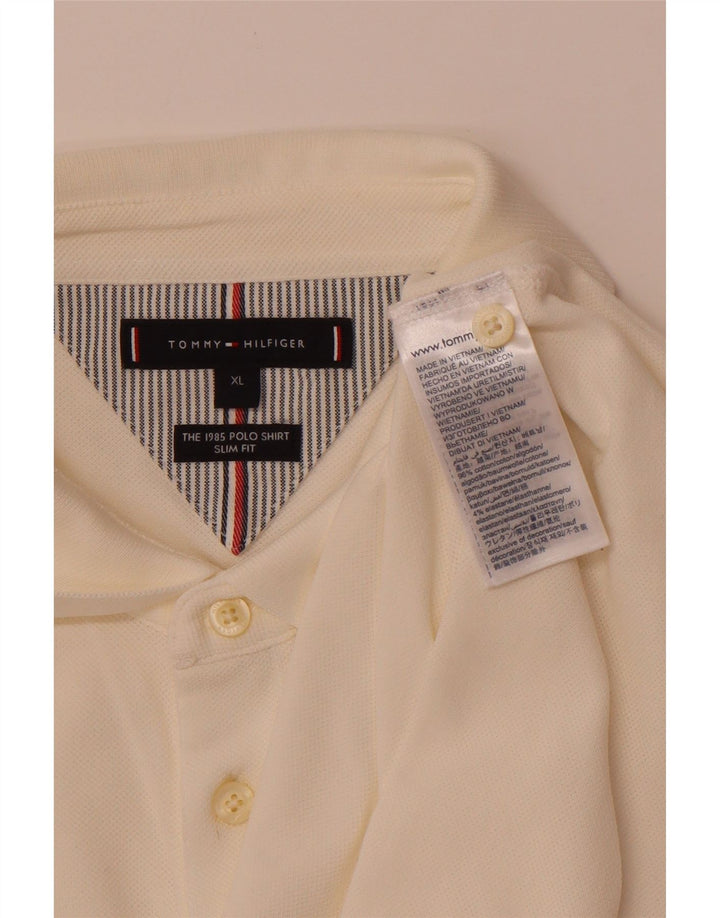 TOMMY HILFIGER Polo Slim Fit Homme Blanc Cassé Coton