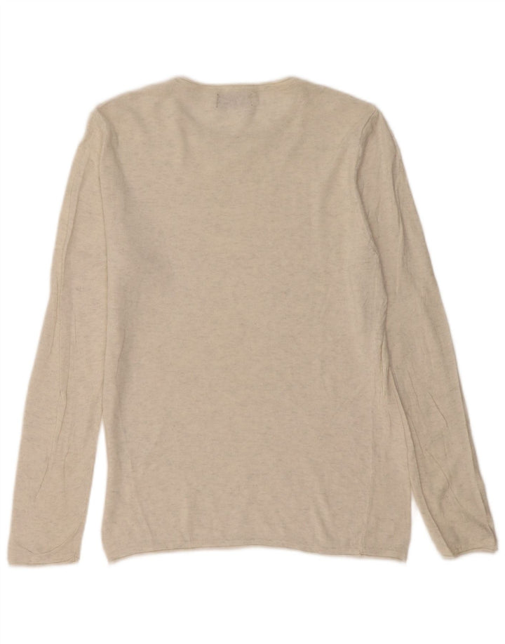 Pull Col Bateau Zara Homme Beige Moyen Moucheté