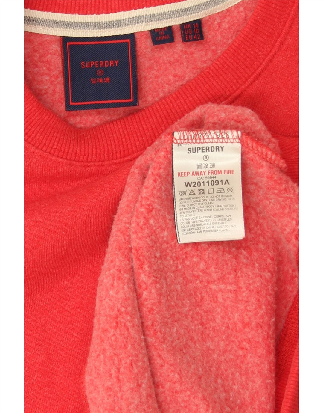 Superdry Pull-over surdimensionné pour femme UK 14 Large Rouge Coton