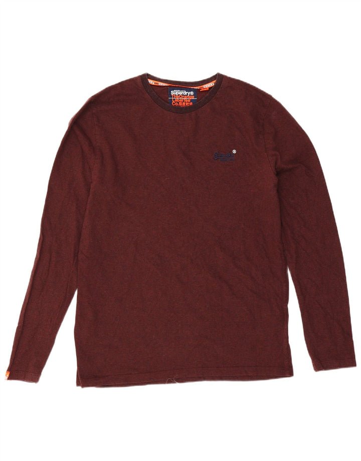 Superdry Haut à manches longues pour homme en coton bordeaux Large