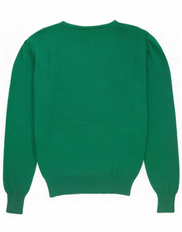 Benetton Pull Col Bateau Femme IT 48 XL Vert Laine Vierge