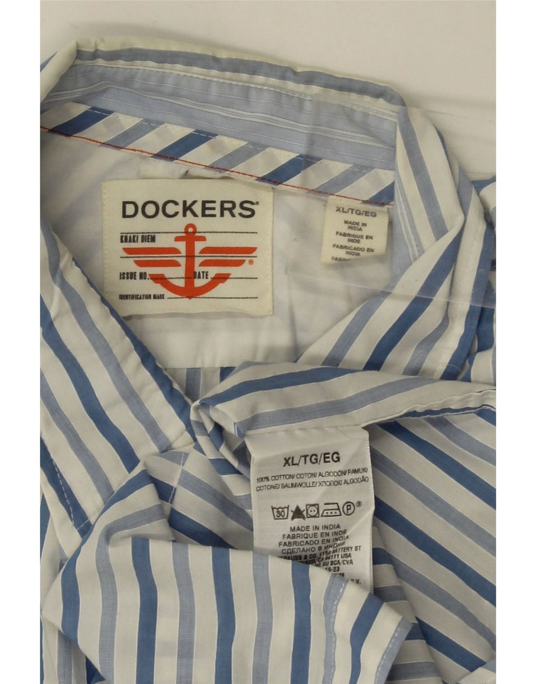 Dockers Chemise Homme XL Bleu Rayure Coton