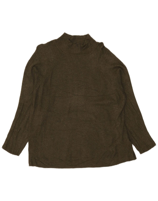 Marks & Spencer Pull col roulé pour femme UK 20 2XL Kaki Viscose