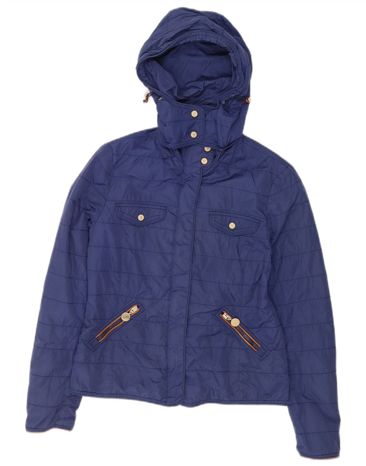Massimo Dutti Veste matelassée à capuche pour femme EU 36 Petit nylon bleu