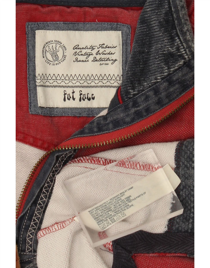 Fat Face Sweat-shirt à col zippé pour homme en coton rouge Taille L