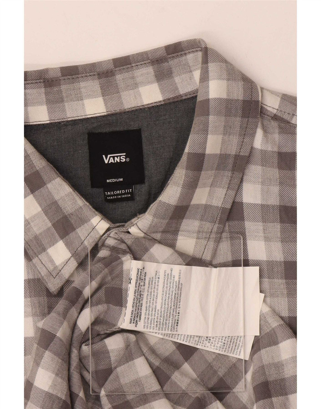 Vans Chemise Coupe Ajustée Homme Gris Moyen Carreaux Coton