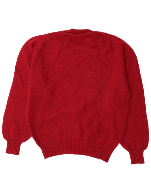 vintage Mens Crew Neck Jumper Pull UK 46 XL Rouge Nouvelle Laine