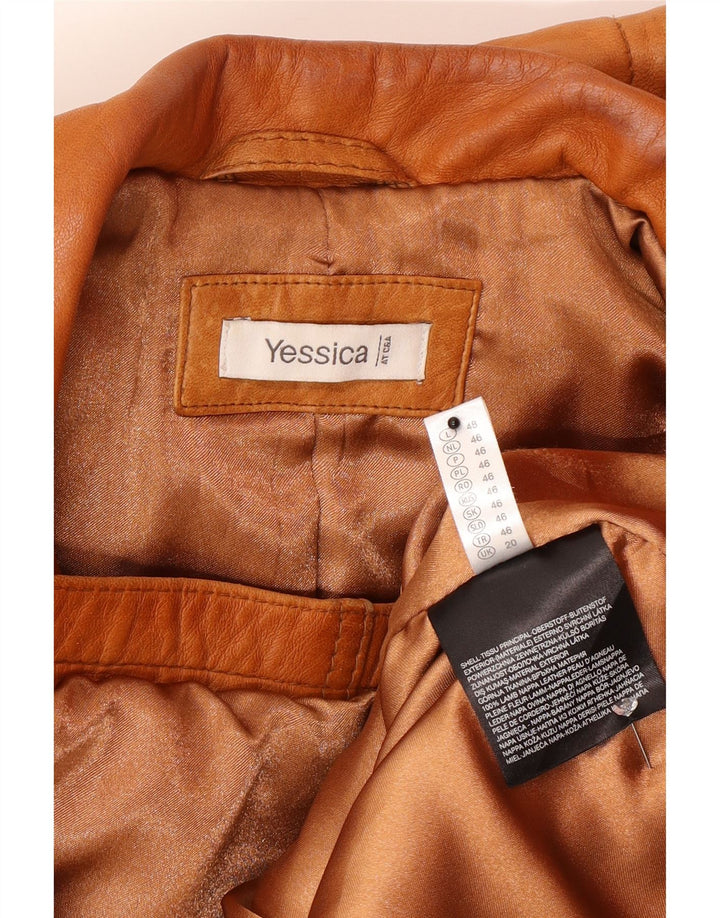 Yessica Veste en cuir pour femme UK 20 2XL Cuir marron