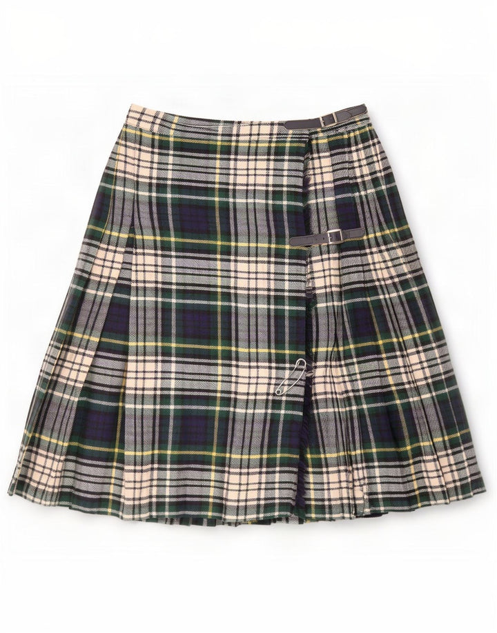 Jupe portefeuille plissée vintage pour femme Medium W30 Plaid multicolore