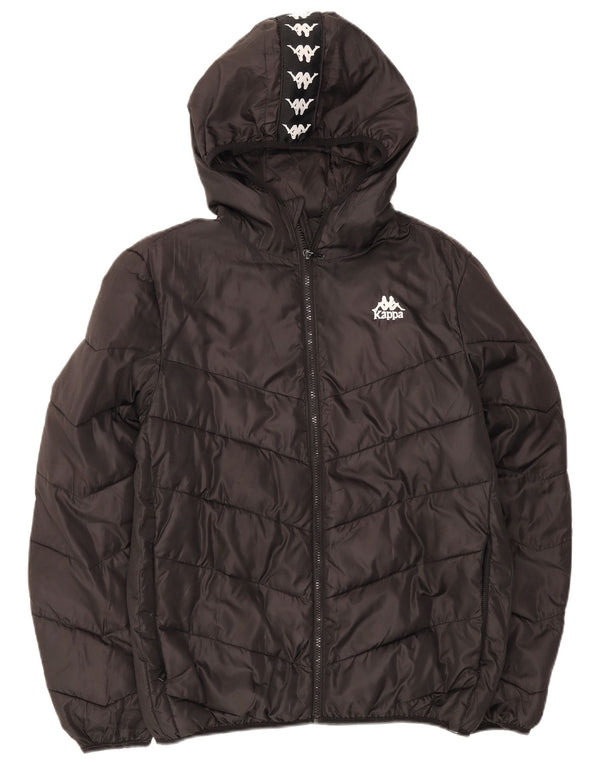 Kappa Veste matelassée à capuche pour femme UK 16 Large Noir Polyamide