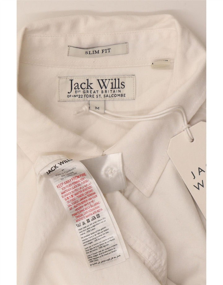 Jack Wills Chemise ajustée à manches courtes pour homme en coton blanc moyen
