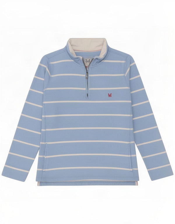 Crew Clothing Womens Zip Neck Sweatshirt Jumper UK 12 Medium Blue Striped
