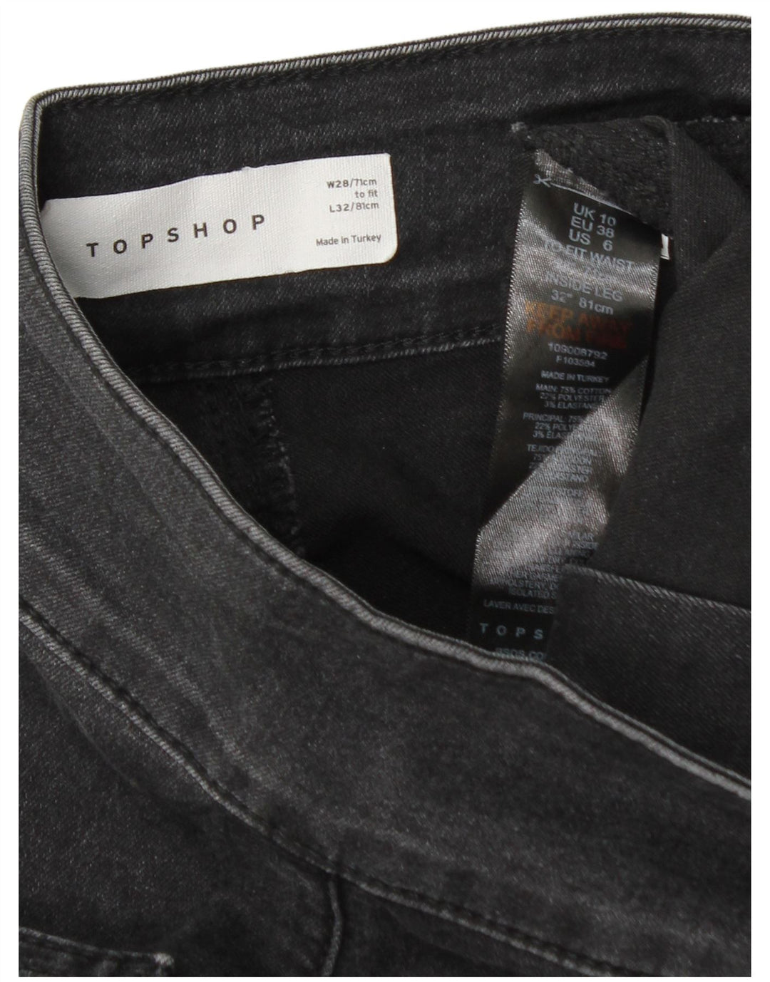 Topshop Jean évasé femme W28 L32 coton gris