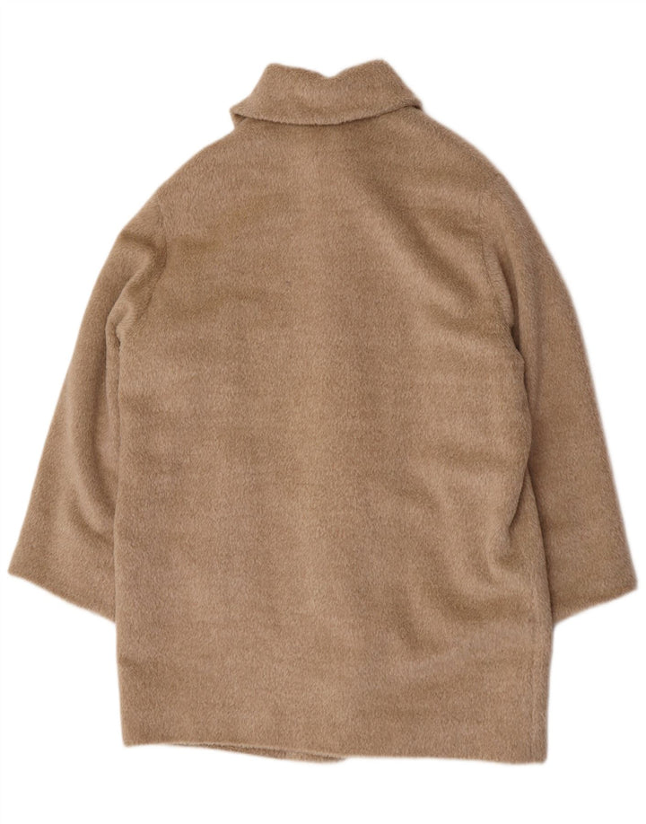 vintage Femme Manteau surdimensionné UK 12 Laine Beige Moyenne