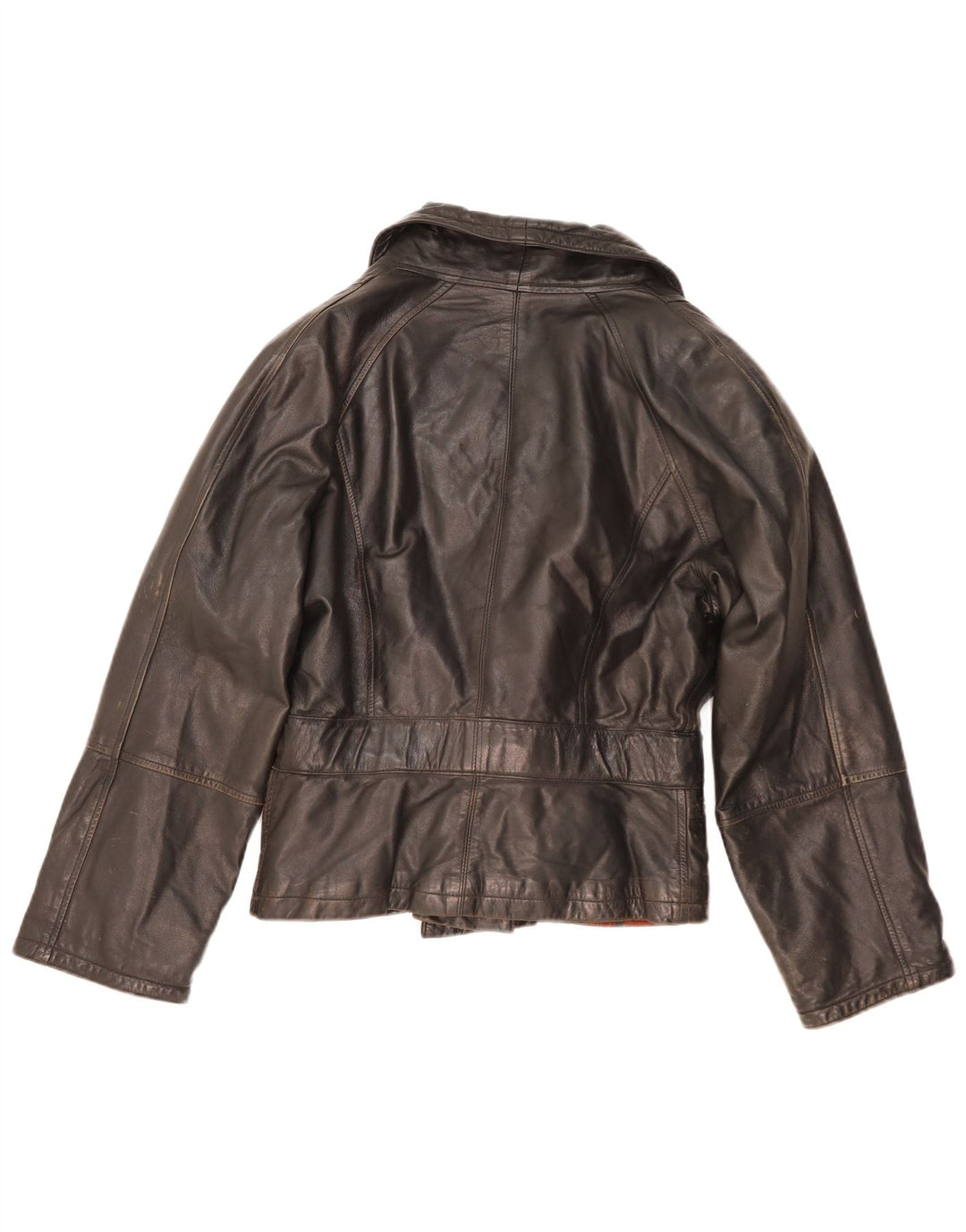 Veste en cuir femme vintage UK 14 Cuir noir moyen