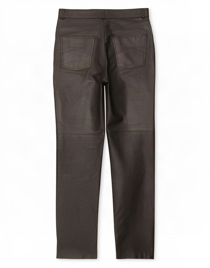 Pantalon en cuir droit femme vintage EU 40 Moyen W29 L31 Noir