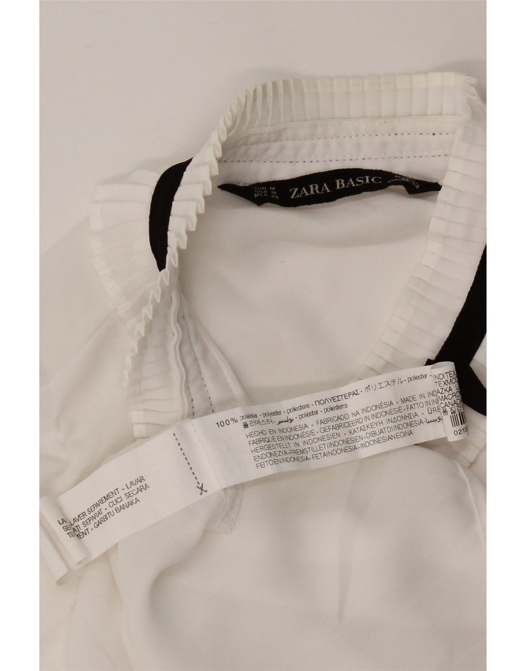 Zara Chemisier à manches 3/4 pour femme UK 14 Medium Blanc Polyester