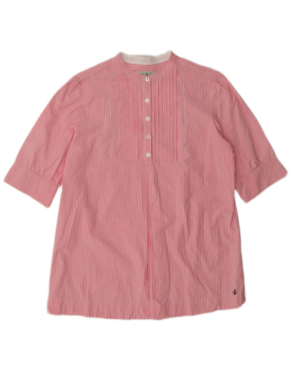 Jack Wills Chemise pull à manches courtes pour femme UK 12 Rose moyen rayé