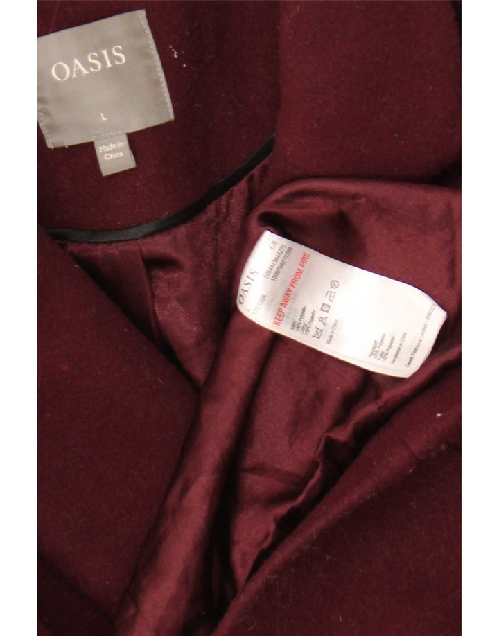 Oasis Manteau Double Boutonnage Femme UK 16 Large Bordeaux Polyester